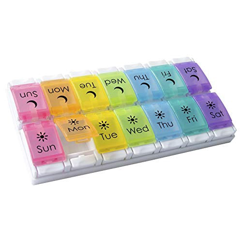 EZY DOSE Weekly,2 Times a Day,AM PMPill Organizer Box