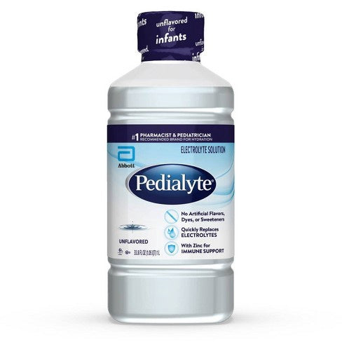 Pedialyte Electrolyte Solution Unflavored - 33.8 Fl Oz