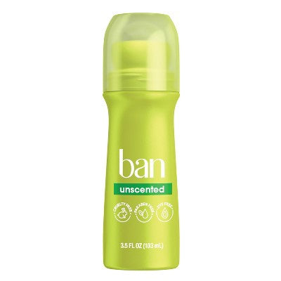 Ban Invisible Roll-on Antiperspirant Deodorant Unscented With Odor-fighting Ingredients - 3.5oz
