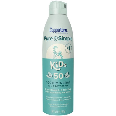 COPPERTONE SUNSCREEN PURE & SIMPLE KIDS SPF50 SPRAY 5 OZ