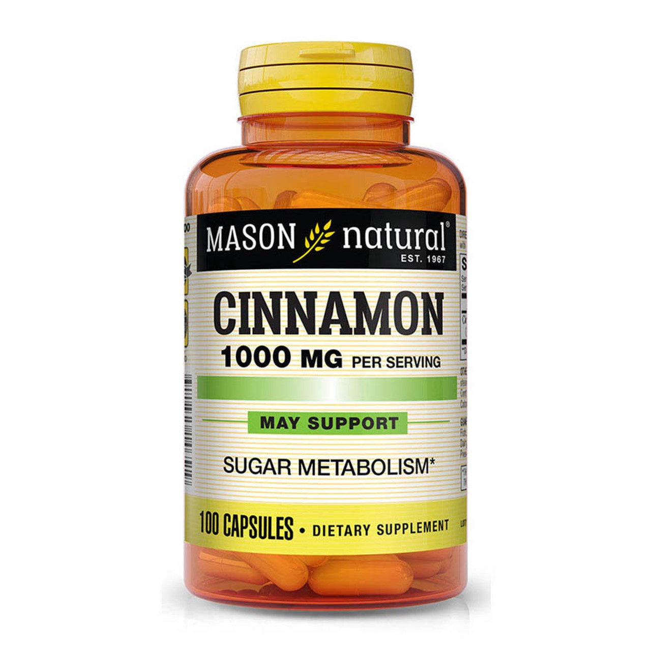 Mason Cinnamon 1000 Mg Natural Dietary Supplement Capsules, 100 Ea