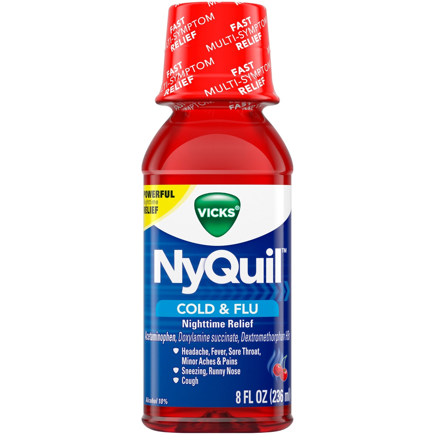 Vicks Nyquil Cold & Flu Liquid Cherry 8 oz