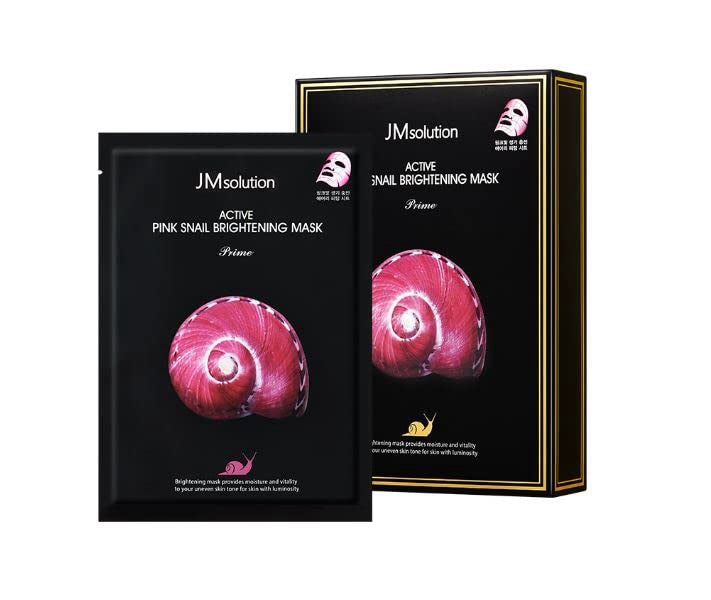 韩国JM 活力粉红蜗牛原液美白面膜10片JM Active Mask Pink snail-Brightening +Golden Caviar Mask10pcs