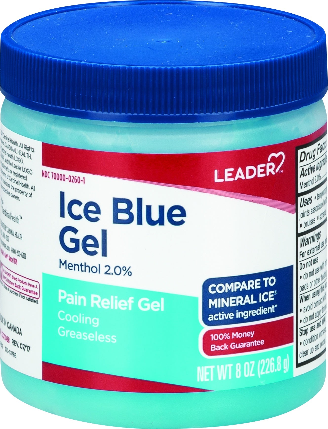ICE BLUE GEL MENTHOL 2 % 8 OZ