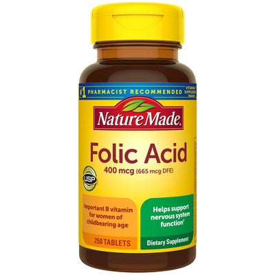 Nature Made Folic Acid 400 Mcg (665 Mcg Dfe) Tablets - 250ct