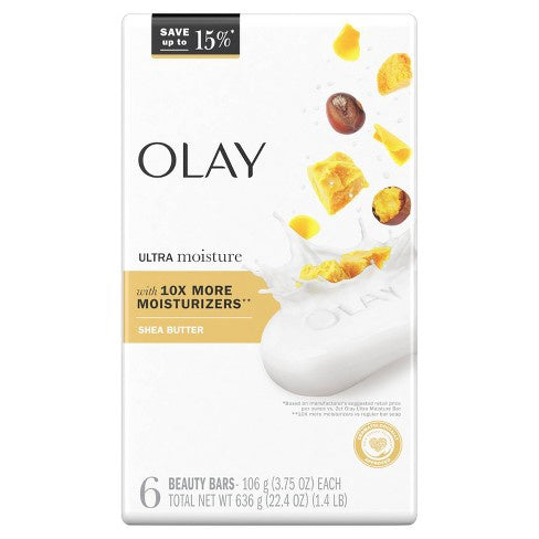 Olay Ultra Moisture with Shea Butter Bar Soap, 3.75 oz Bars, 6 ea