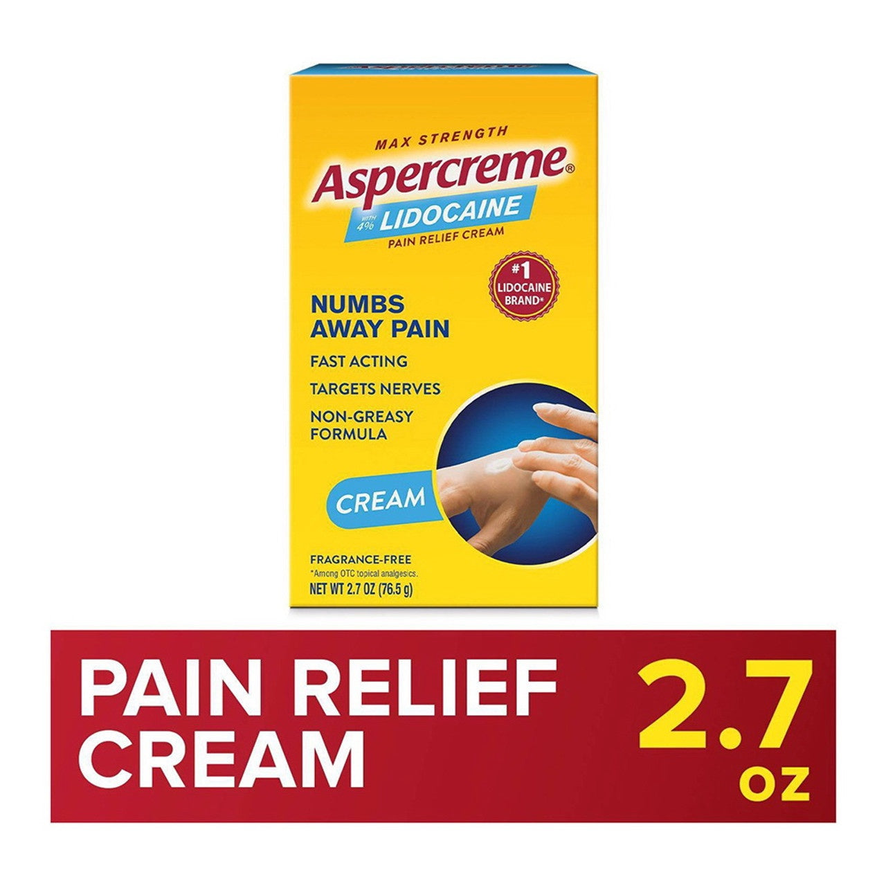 Aspercreme Lidocaine Pain Relieving Creme, 2.7 Oz