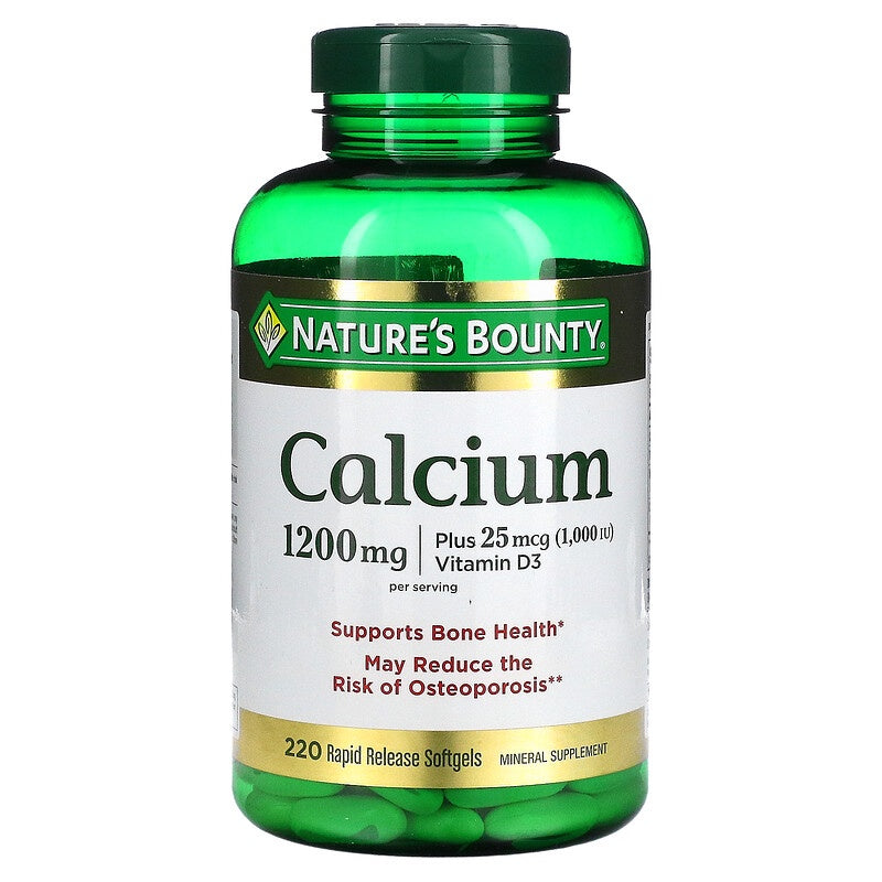 Nature's Bounty Calcium Plus Vitamin D3 1200mg Rapid Release Softgels - 220 ct