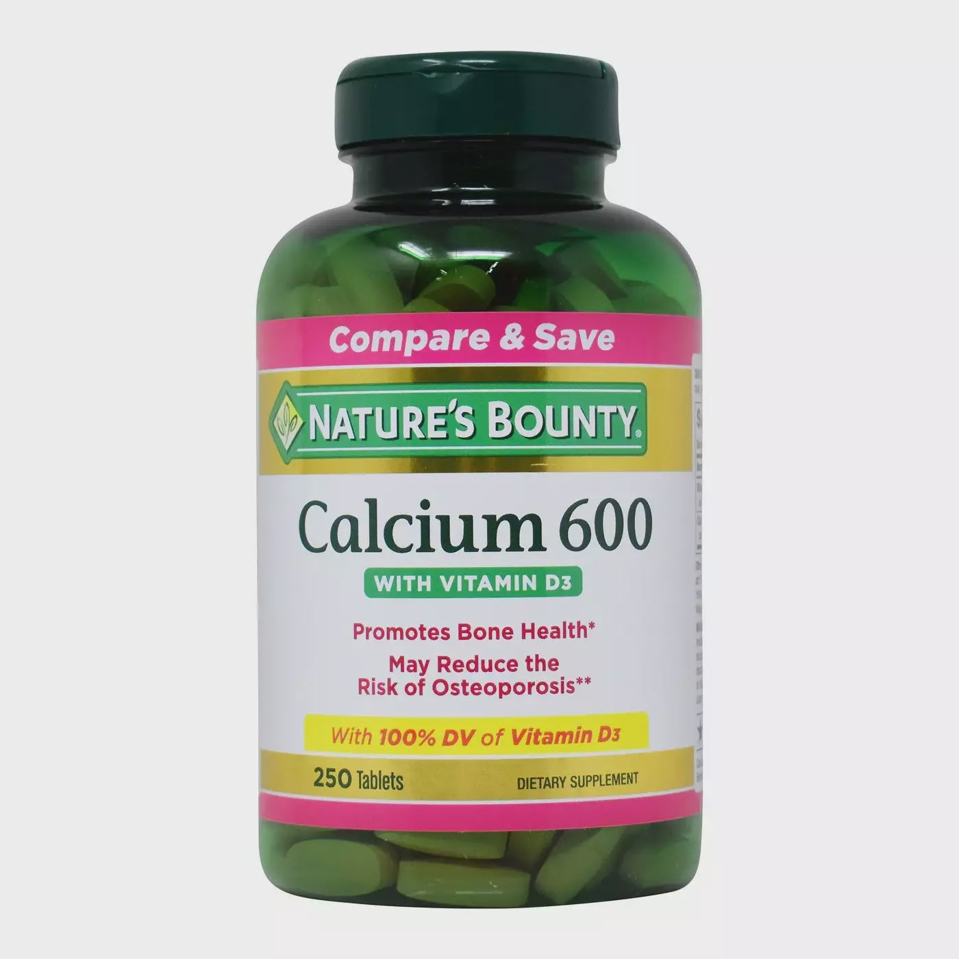 Natures Bounty Calcium 600, with Vitamin D3, Tablets,250ea
