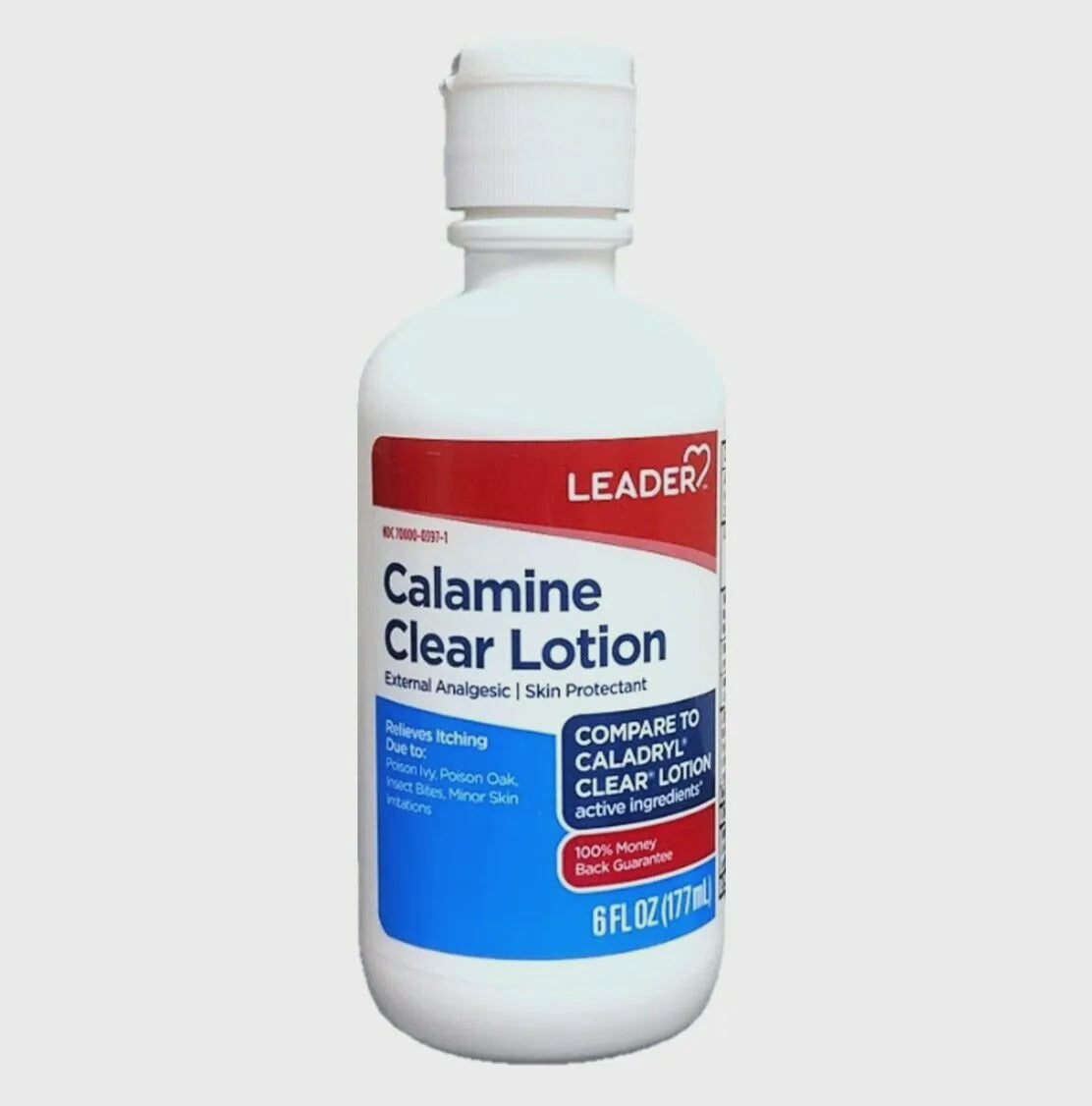 Leader Calamine Clear Lotion External Analgesic Relief Skin Protectant 6 Ounce
