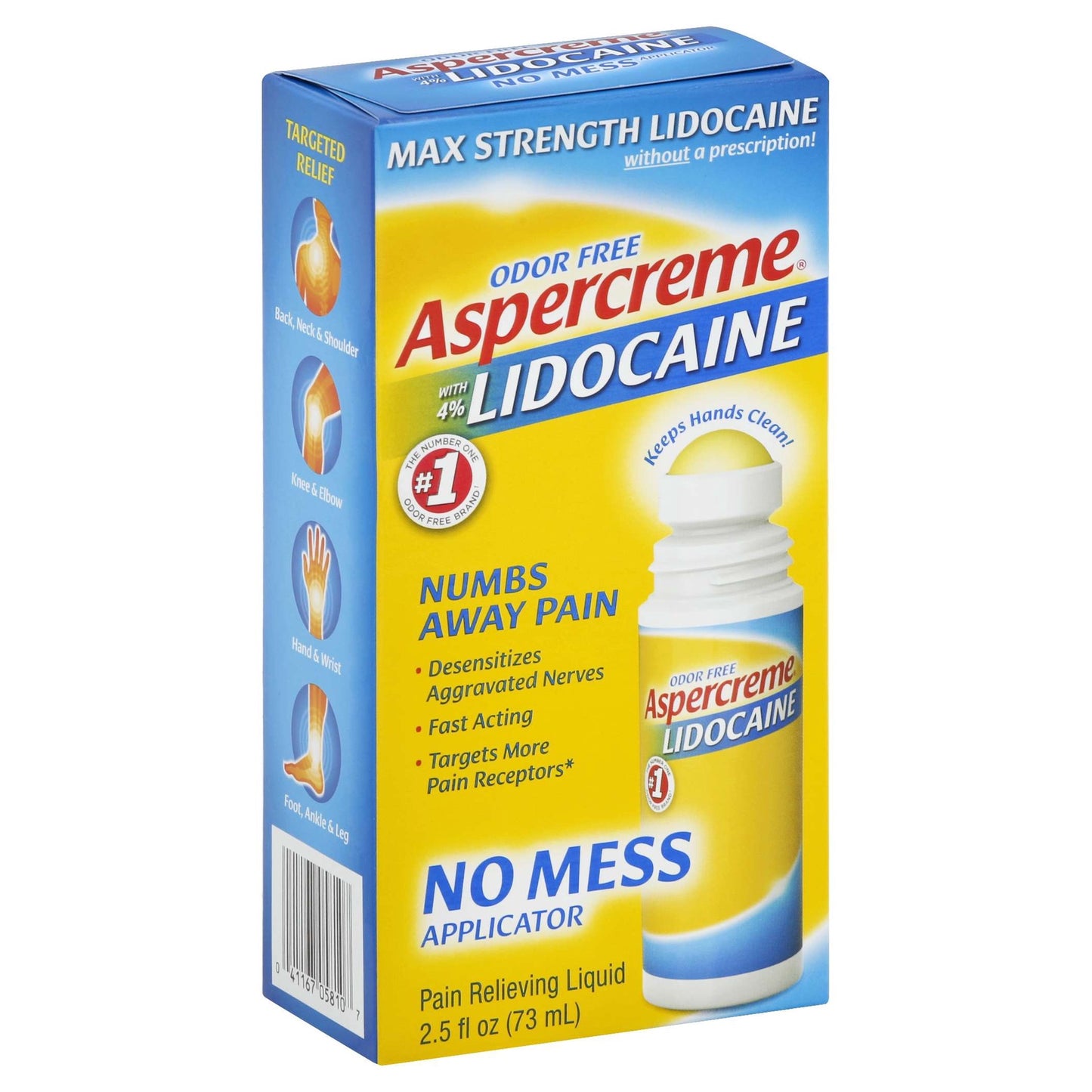 Aspercreme with 4% Lidocaine Roll on Odor Free, 2.5 oz