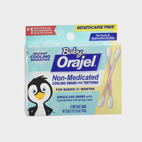 Orajel Baby Cooling Swabs for Teething, Non-Medicated - 12 swabs, 0.06 fl oz