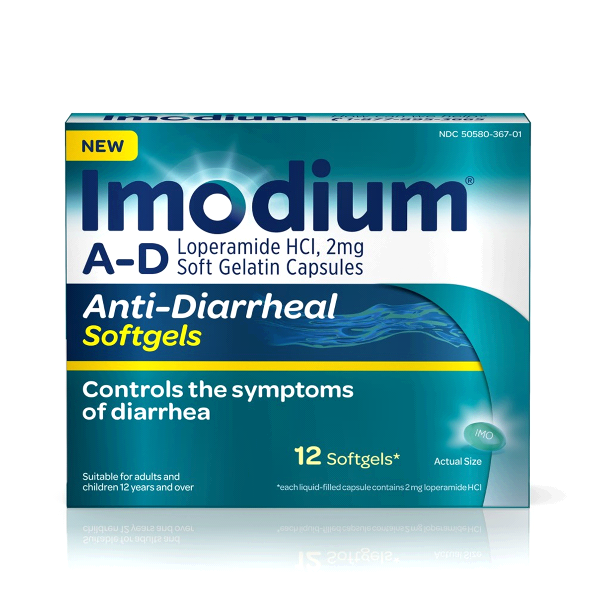 Imodium A-D Anti-Diarrheal Softgels, Loperamide Hydrochloride, 12 ct