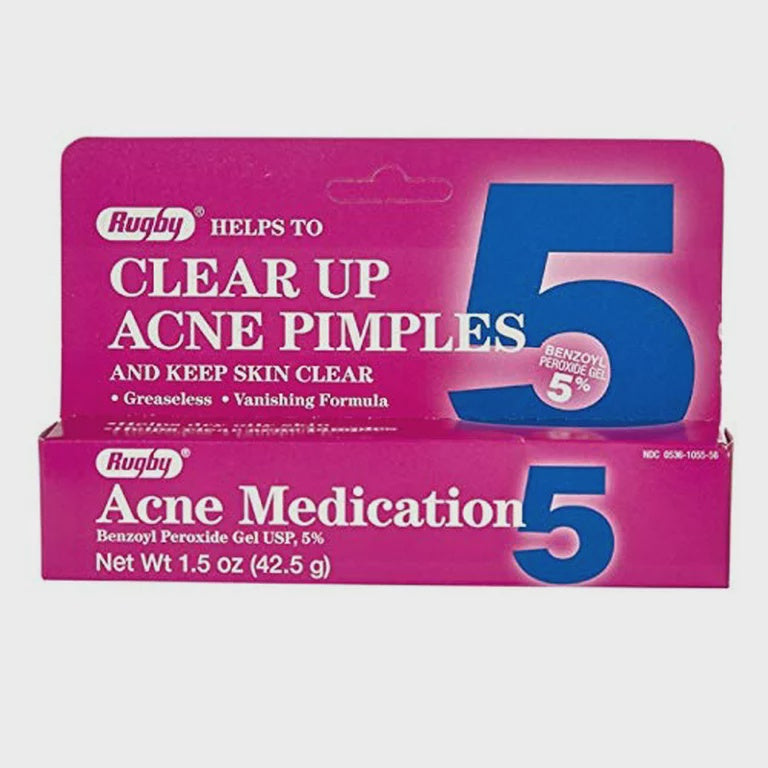 RUGBY BENZOYL PEROX GEL/ACNE MED 5% BENZOYL PEROXIDE-5% White 42.5GM