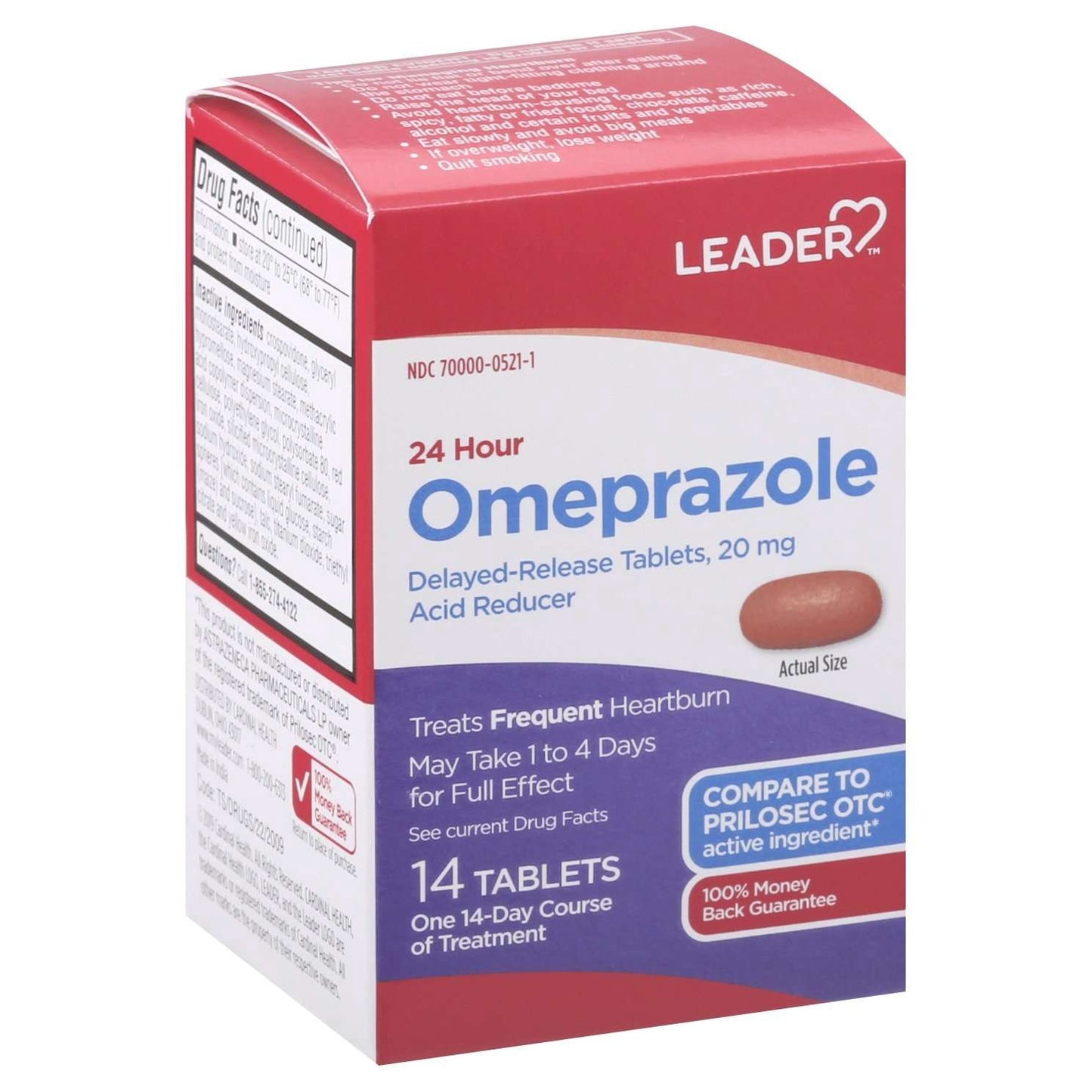 LEADER(TM) ACID REDUCER OMEPRAZOLE 20MG TABLETS 14 CT