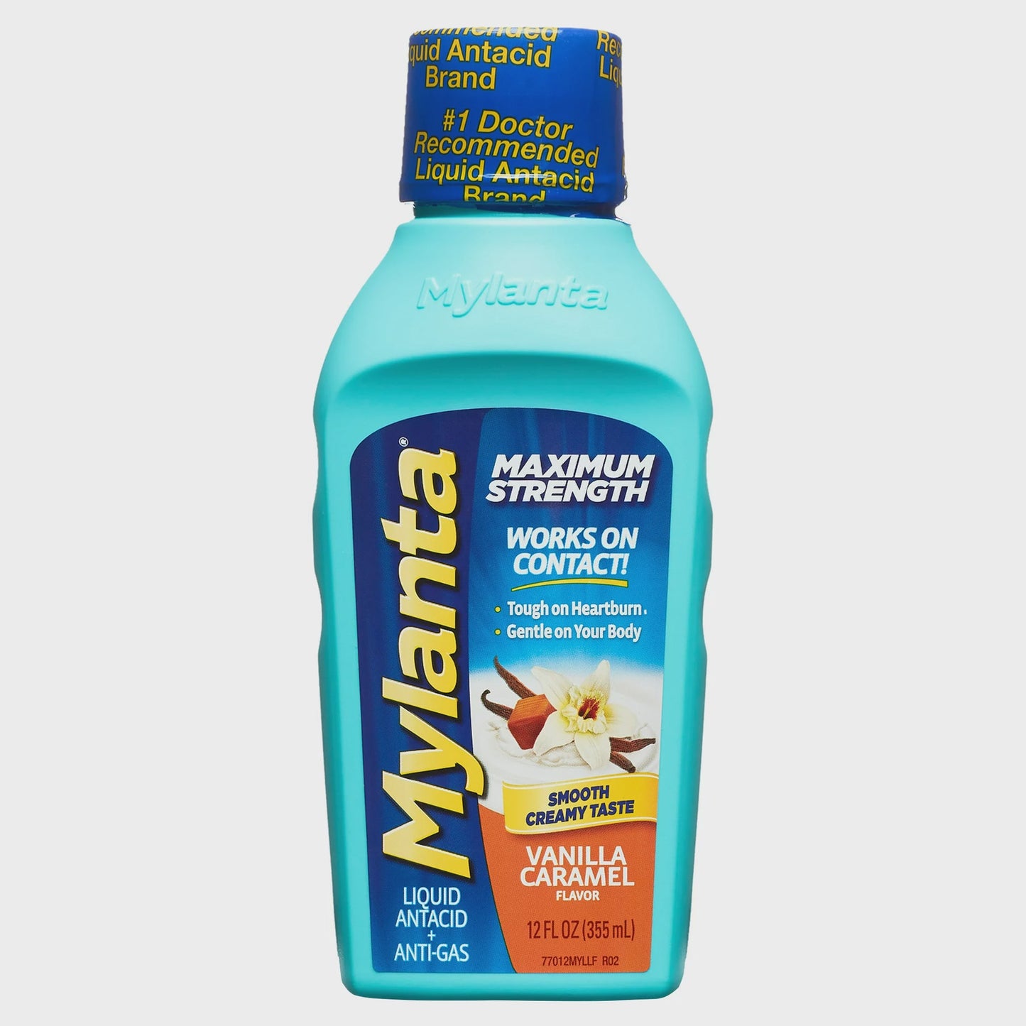 Mylanta Maximum Strength Vanilla Caramel Flavor, Liquid Antacid + Anti-Gas, 12 fl oz