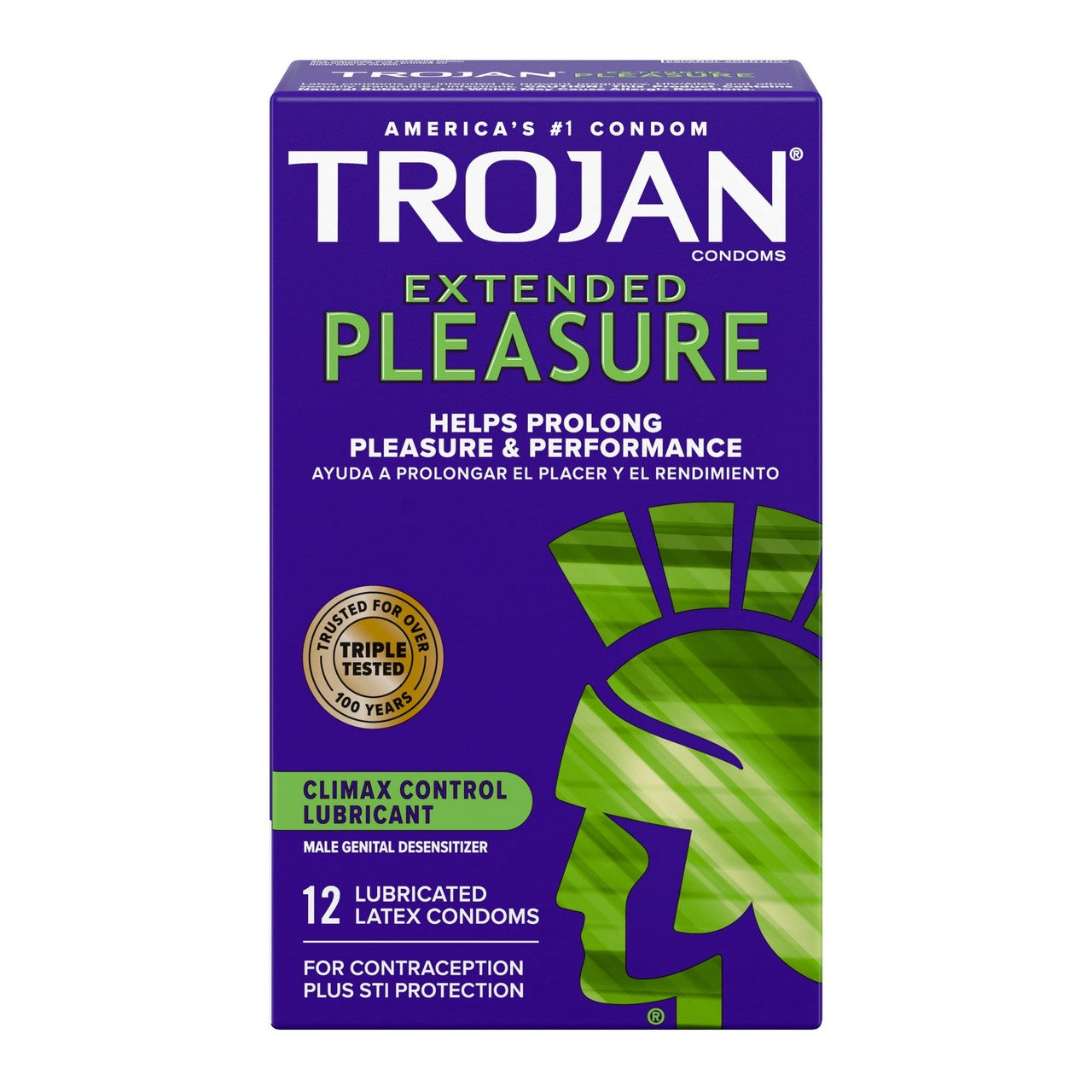 Trojan Extended Pleasure Latex Condoms, Climax Control Lubricant, 12 Ea