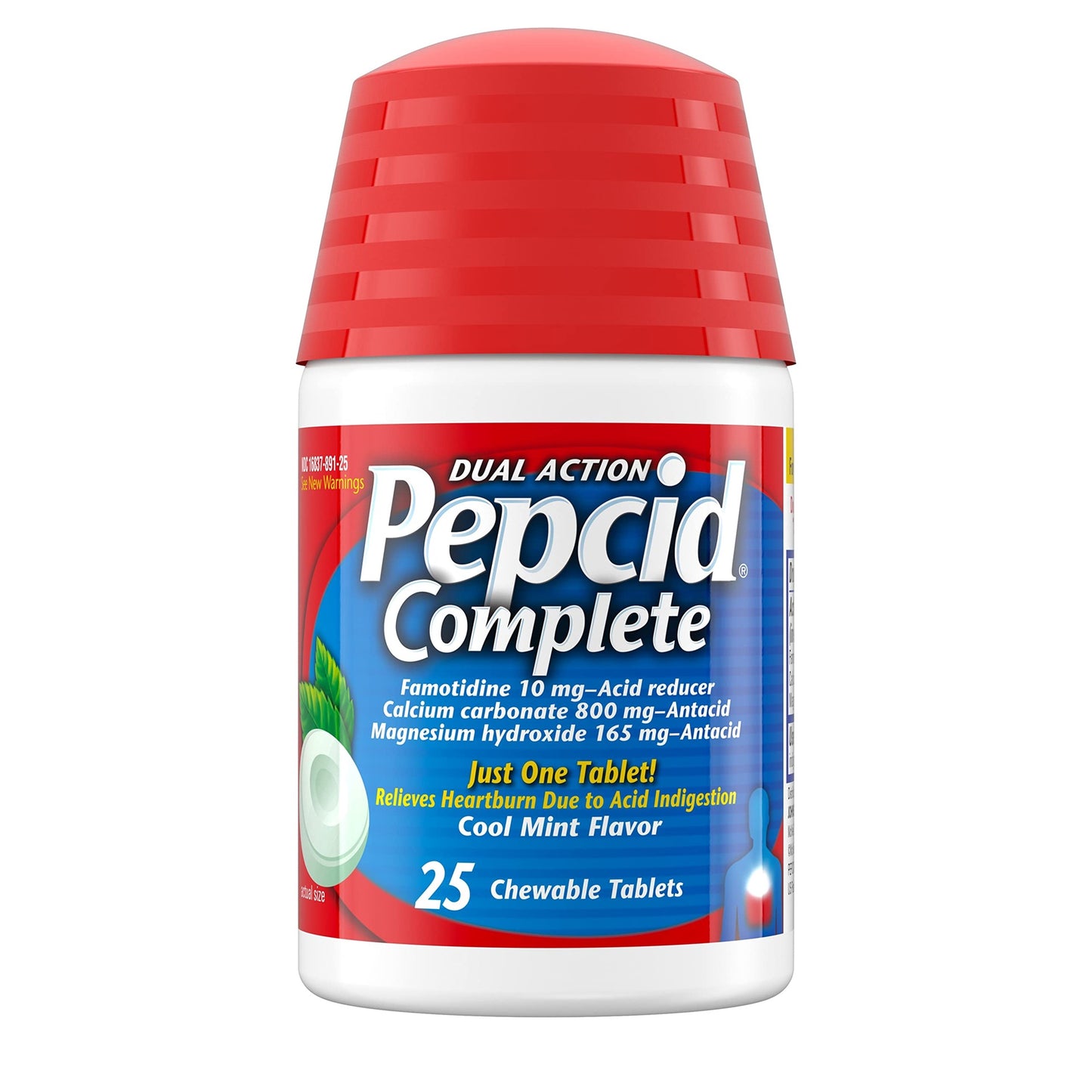 Pepcid Complete Acid Acid Reducer + Antacid Cool Mint Chewable Tablets - 25 CT