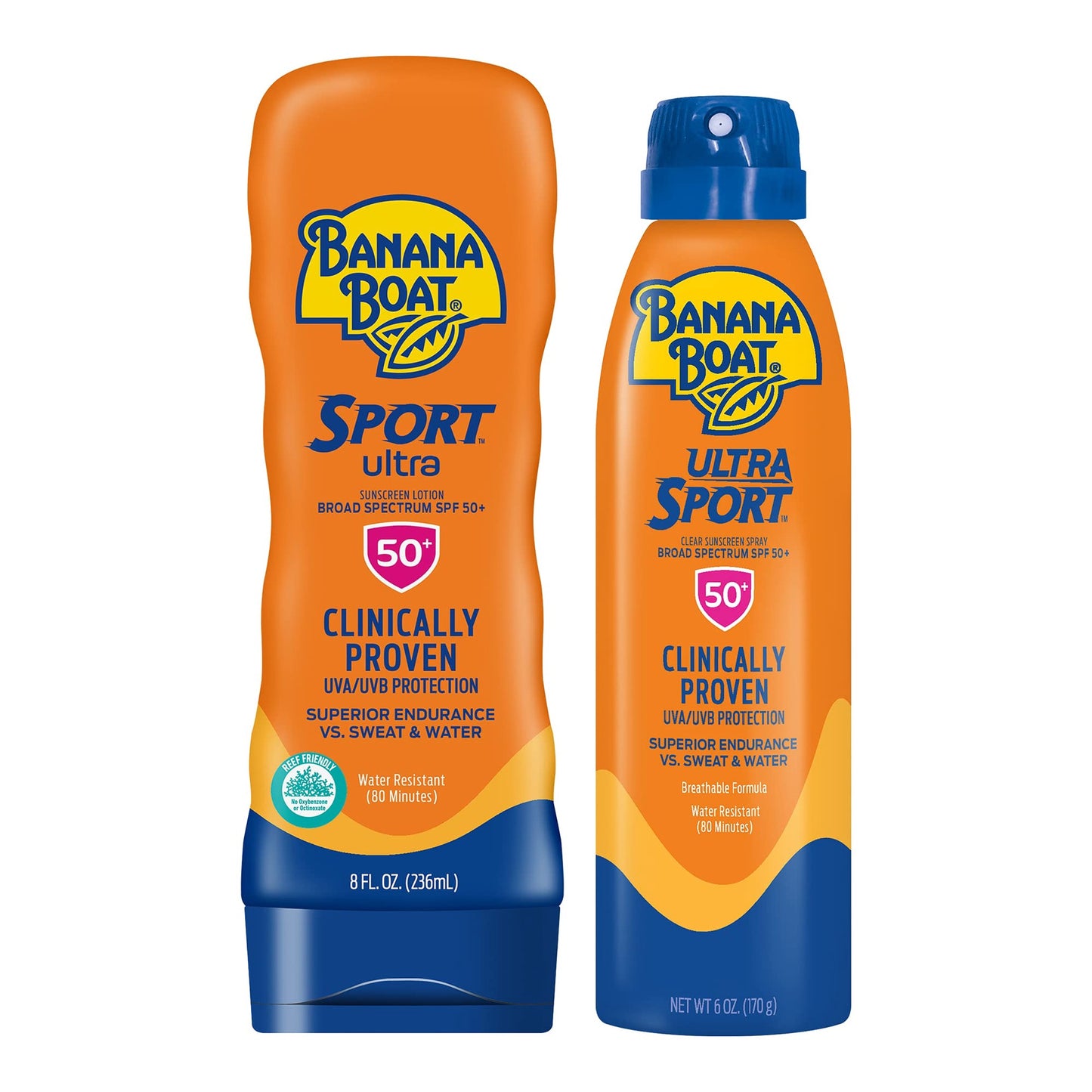 BANANA BOAT 50+ SPORT ULTRA SUNSCREEN (SPRAY + LOTION; 2+1)