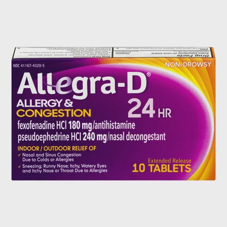 Allegra-D 24 Hour Allergy Relief Non-Drowsy 180mg Extended Release Tablets 10 ct