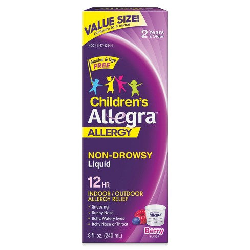 Allegra Children's Allergy 12 Hour Non-Drowsy Oral Suspension, Berry Flavor 8 oz