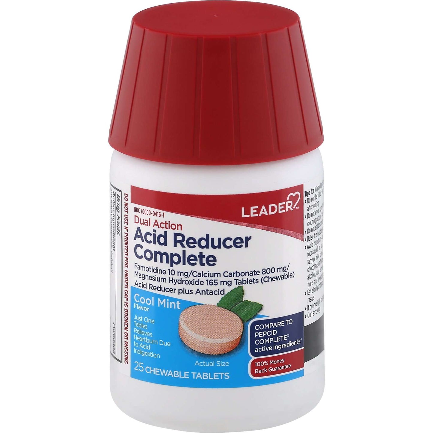 LEADER(TM) ACID REDUCER & ANTACID CHEWABLE TABLETS MINT 25 CT
