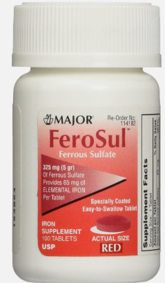 MAJOR FERROUS SULFADE 325MG 100TBS