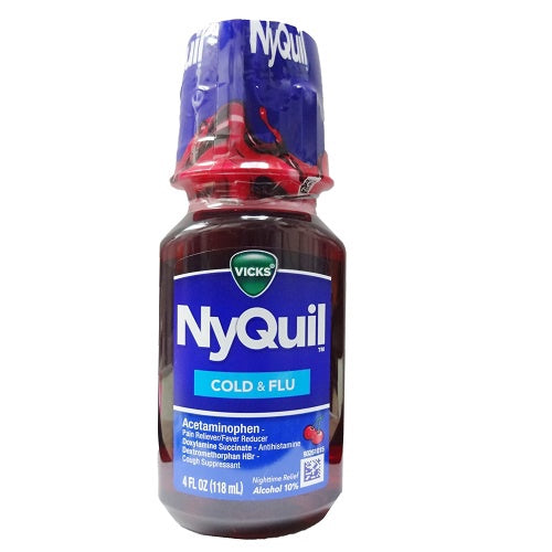 Vicks Nyquil Cold & Flu Relief Liquid Cherry 4 OZ