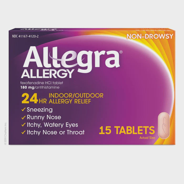 Allegra 24 Hour Allergy Relief Non-Drowsy 180mg Tablets 15 ct