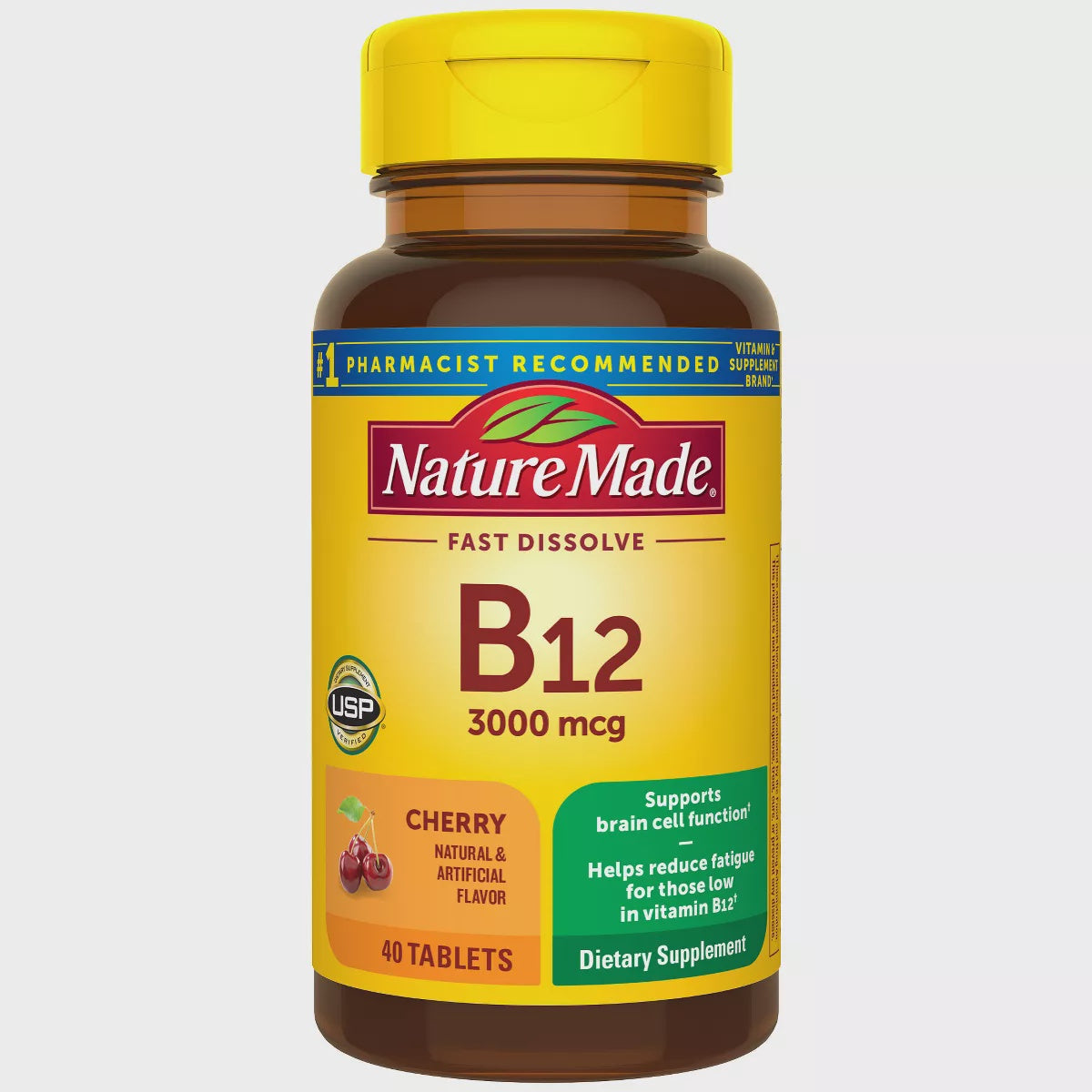 Nature Made Vitamin B-12 Sublingual Cherry, 3000 mcg, Lozenges - 40 count
