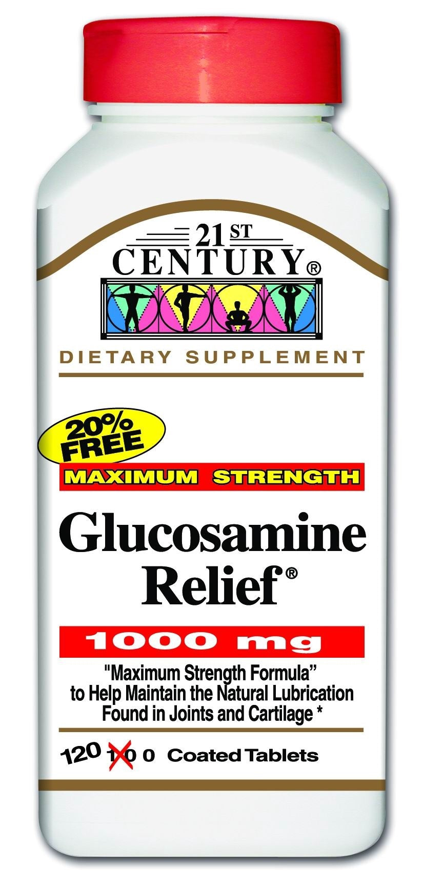 21ST CENTURY GLUCOSAMINE RELIEF MAX STRENGTH COATED TABLETS 120 CT