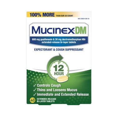 Mucinex Dm Guaifenesin Cough Suppressant Extended Release Tablets, 600 Mg, 40 Ea