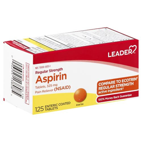 LEADER REGULAR STRENGTH ASPIRIN 325 mg 125 TABLETS