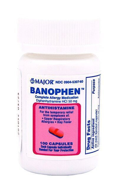 Major Allergy Relief Diphenhydramine HCl Capsule, 100 per Bottle