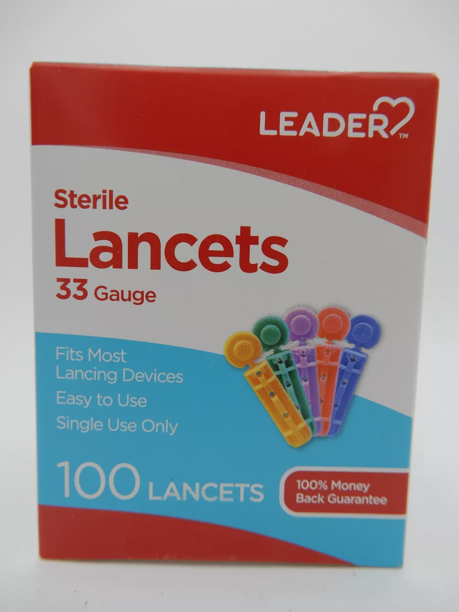 Leader Thin 33 Gauge Sterile Lancets, 100 Lancets