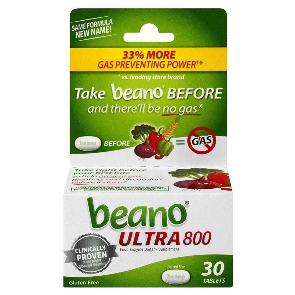 Beano Food Enzyme Dietary Supplement, Ultra 800, Tablets - 30 tablets