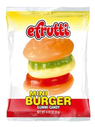 efrutti Mini Burger Gummy Candy, 2 LB Count Bulk Bag