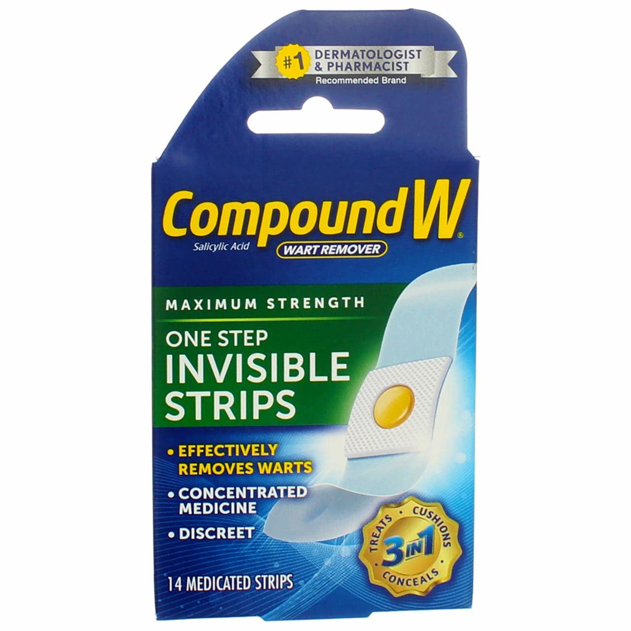 Compound W Maximum Strength One Step Invisible Wart Remover 14 Strips