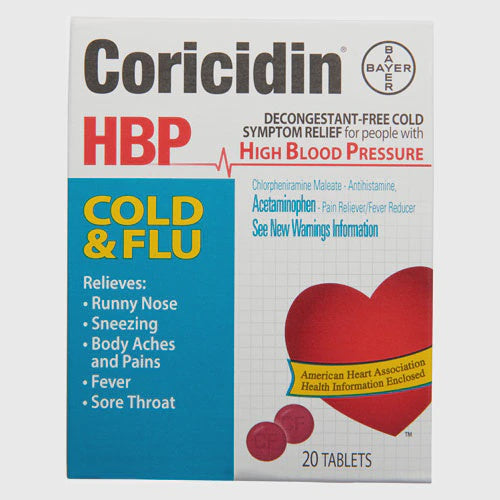 Coricidin HBP Cold & Flu Tablets 20 ct