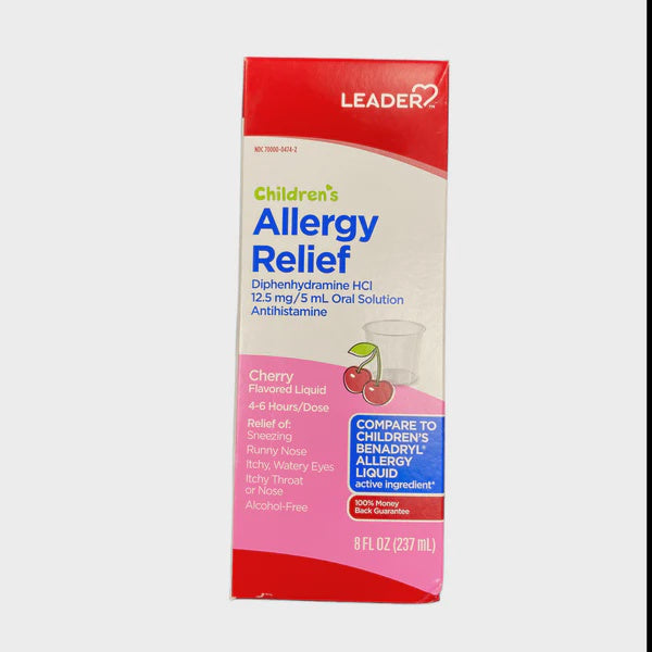 LEADER ALLERGY RELIEF CHILDREN'S LIQUID CHERRY ALCOHOL-FREE 4 OZ