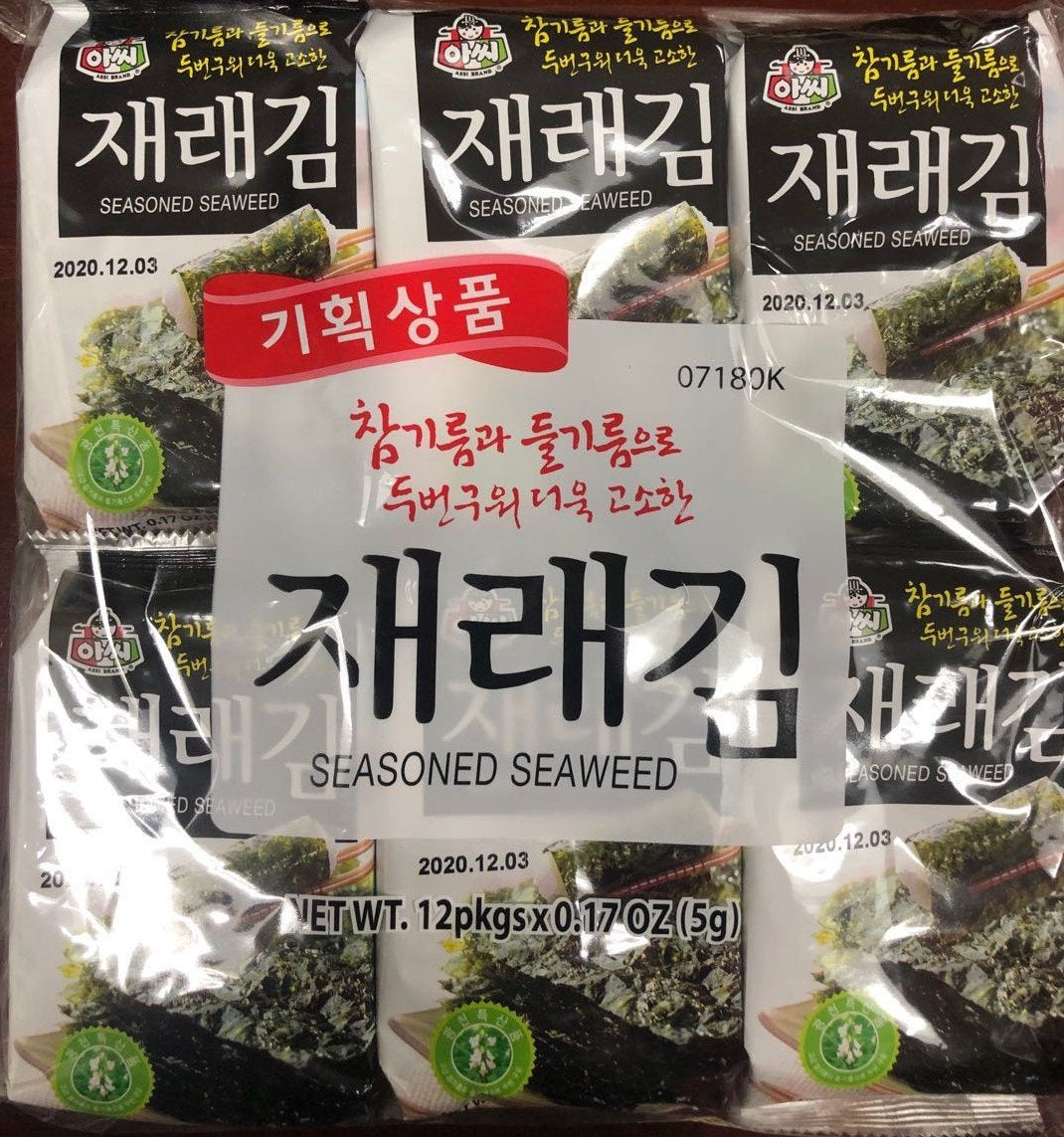 Assi Brand Seasoned Seaweed (Roasted & Seasoned Laver) 12 Packs
