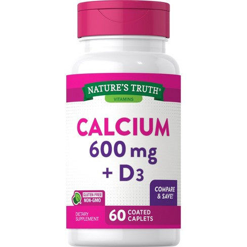 Nature's Truth Calcium 600mg | With Vitamin D3 | 60 Coated Caplets