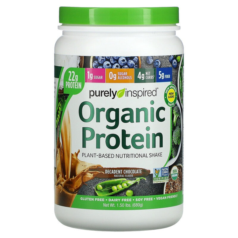 Purely Inspired 100% Plant-Based Protein Nutritional Shake, Decadent Chocolate - 1.5 lb tub