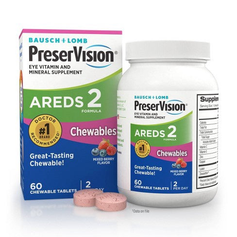 Bausch + Lomb PreserVision AREDS 2 Chewables Mixed Berry Flavor - 60 ct
