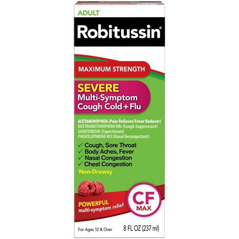 Robitussin Maximum Strength Multi-symptom Cold Relief Liquid - Dextromethorphan - 8 Fl O