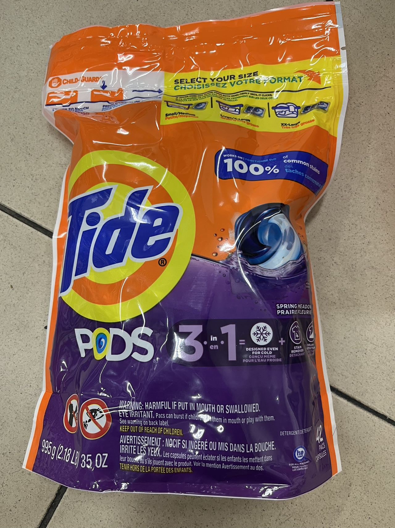 TIDE PODS 42 PACS - 995g (2.18lb) 35 Oz