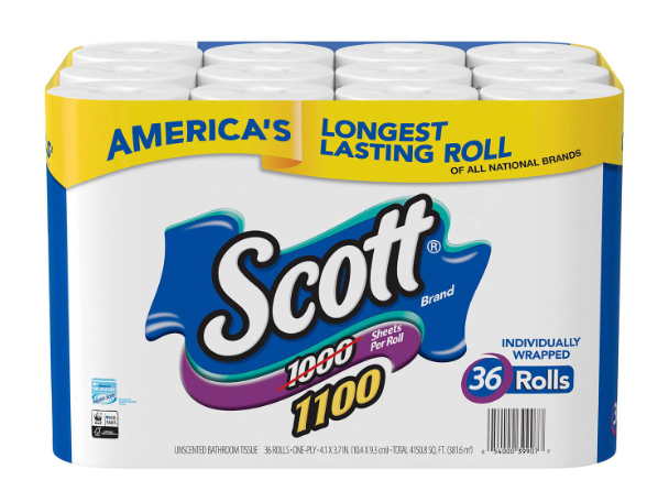 SCOTT Brand 1100 Bath Tissue (36 Rolls)