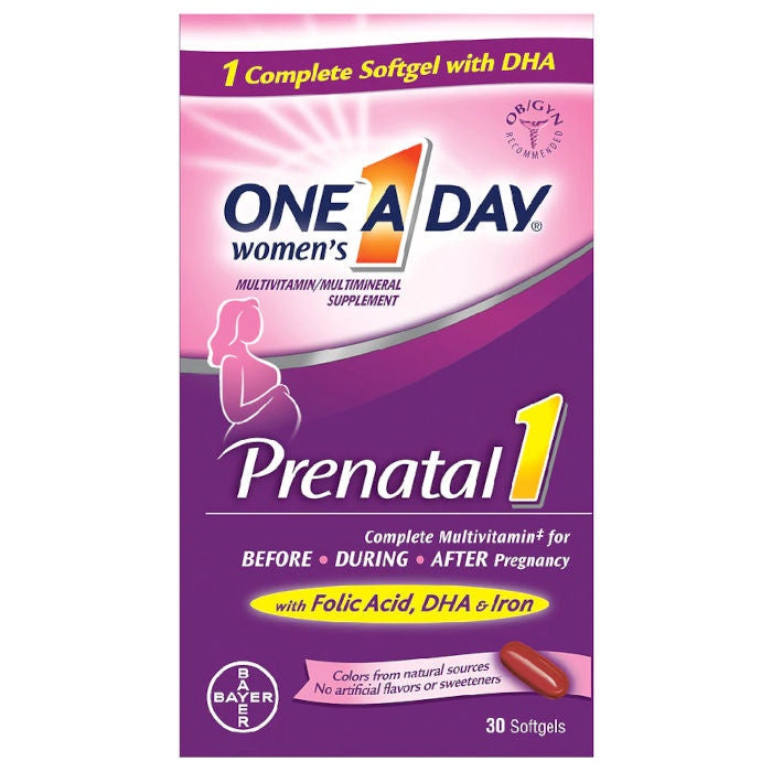 One A Day Women's Prenatal Vitamin 1 With Dha & Folic Acid Multivitamin Softgels - 30ct