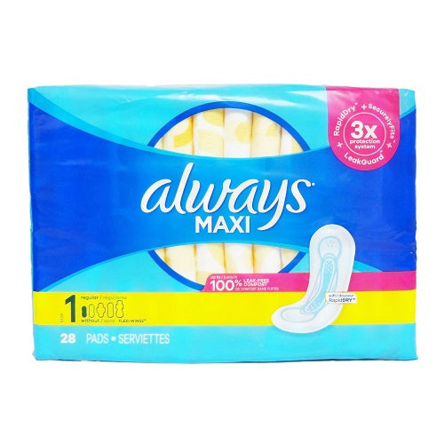Always Pads, without Flexi-Wings, Regular, Size 1, Soft,28ea