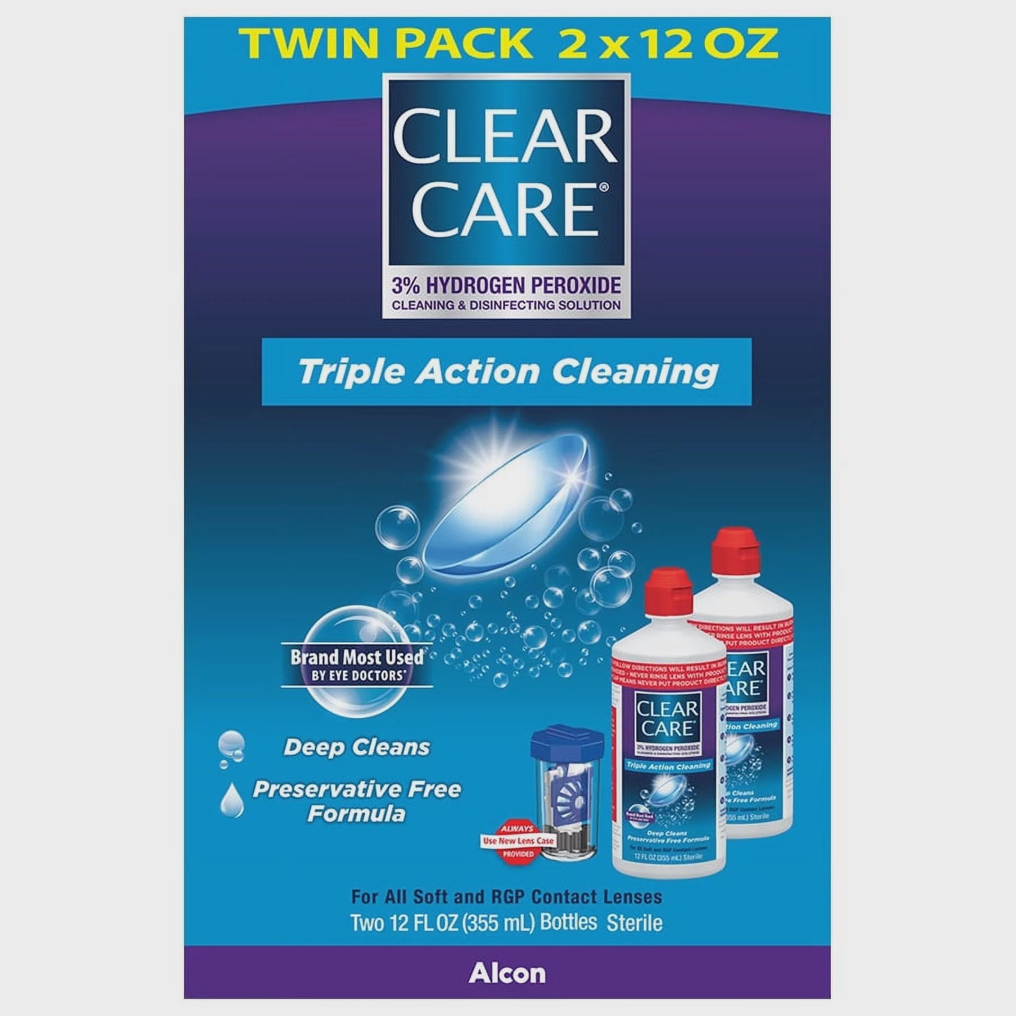 Clear Care Triple Action Cleaning And Disinfecting Solution - Twin Pack (24 Fl Oz)